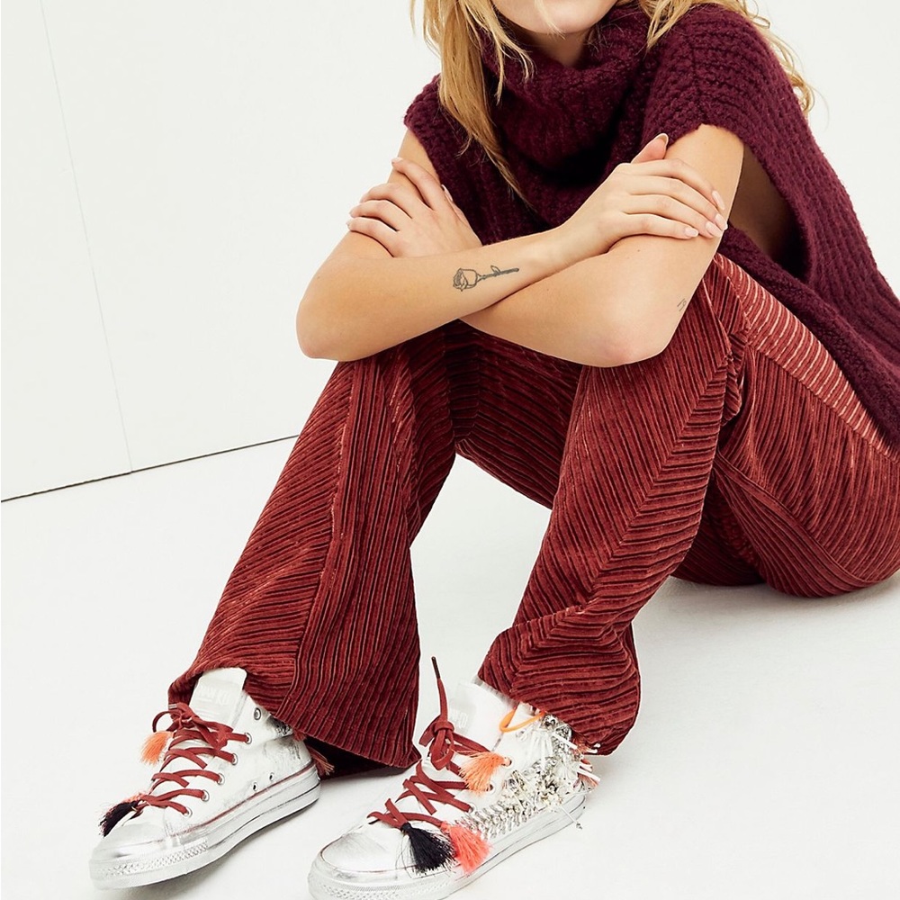 FREE PEOPLE NAN-KU SILVER EMBELLISHED HI TOPS NIB! SIZE 38  *WILLING TO TRADE*